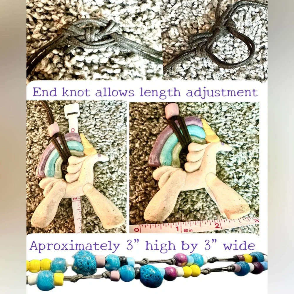 🦄 Handmade Unicorn Colorful Beaded Necklace or hanging decor